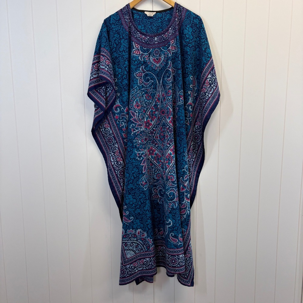 Gypsie Blu Boho Hippie Kaftan Maxi Dress Women Size OS Festival Beachy Resort